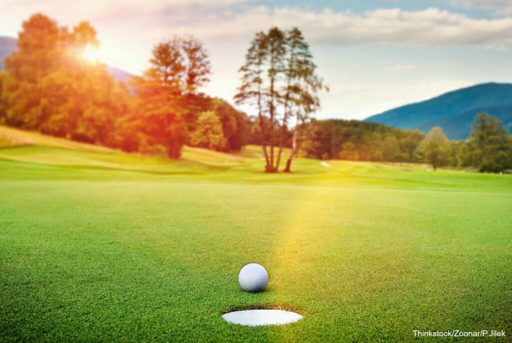 Ball near a hole at one of the best PA golf courses