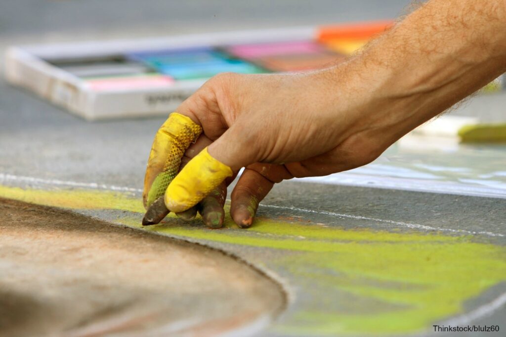 Chalk artist at the Allentown ArtsFest