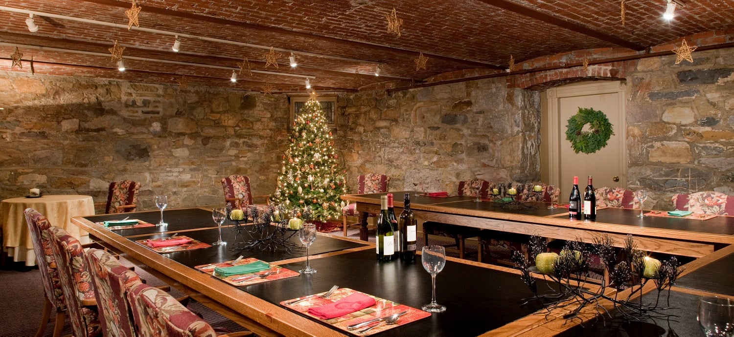 Christmas time in the Banquet room at Sayre Mansion