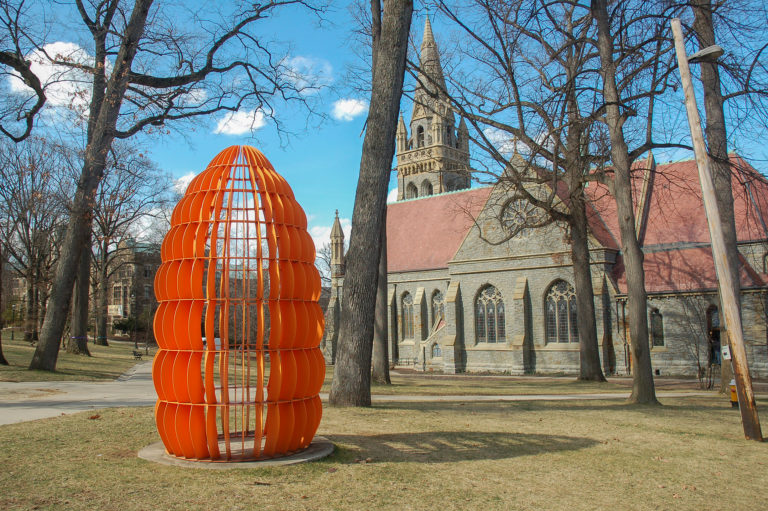 "The Temple" was built in 1987 by Mary-Ann Unger. It's currently on display on Asa Packer Campus by the UC Front Lawn. (Kate Morrell/B&W Staff)