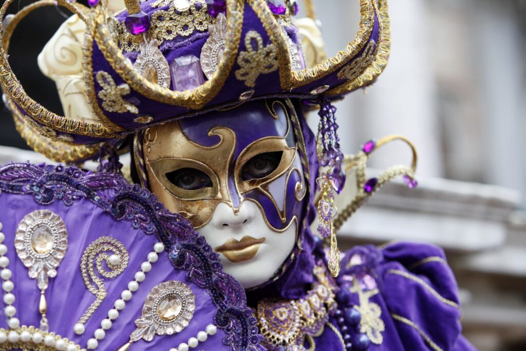Woman wearing a full Venetian Carnival Costume