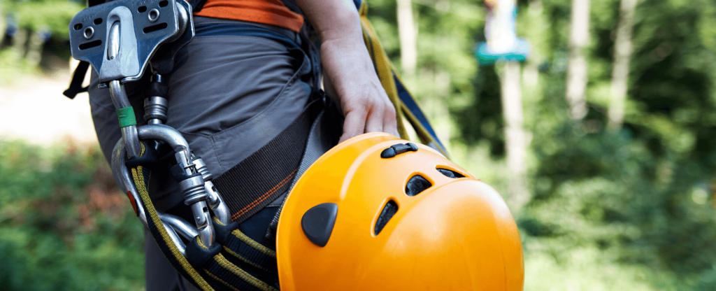 close up of climbing gear