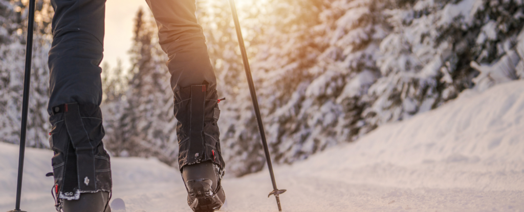 close up of person skiing