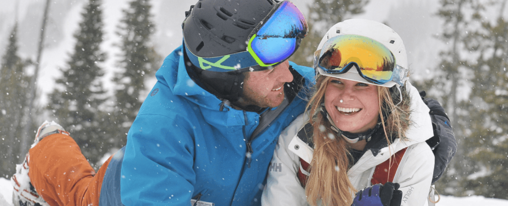 couple in ski gear