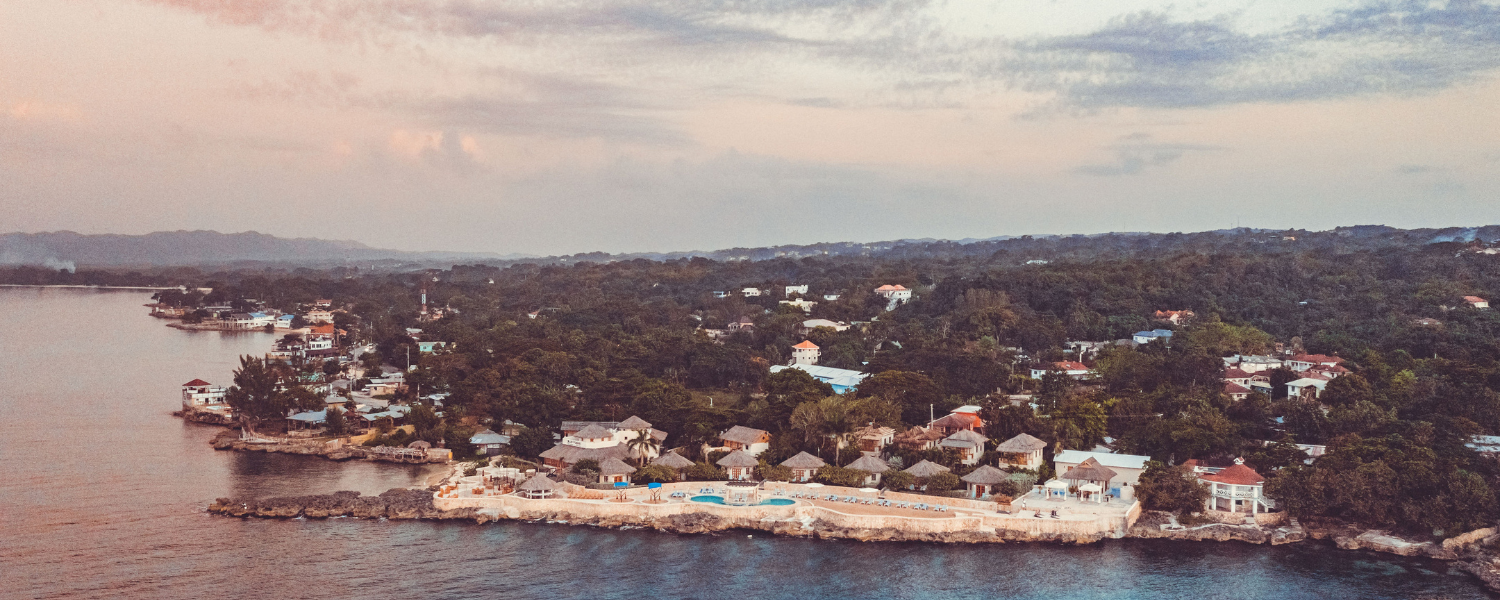 Aerial view of the west end cliffs of negril