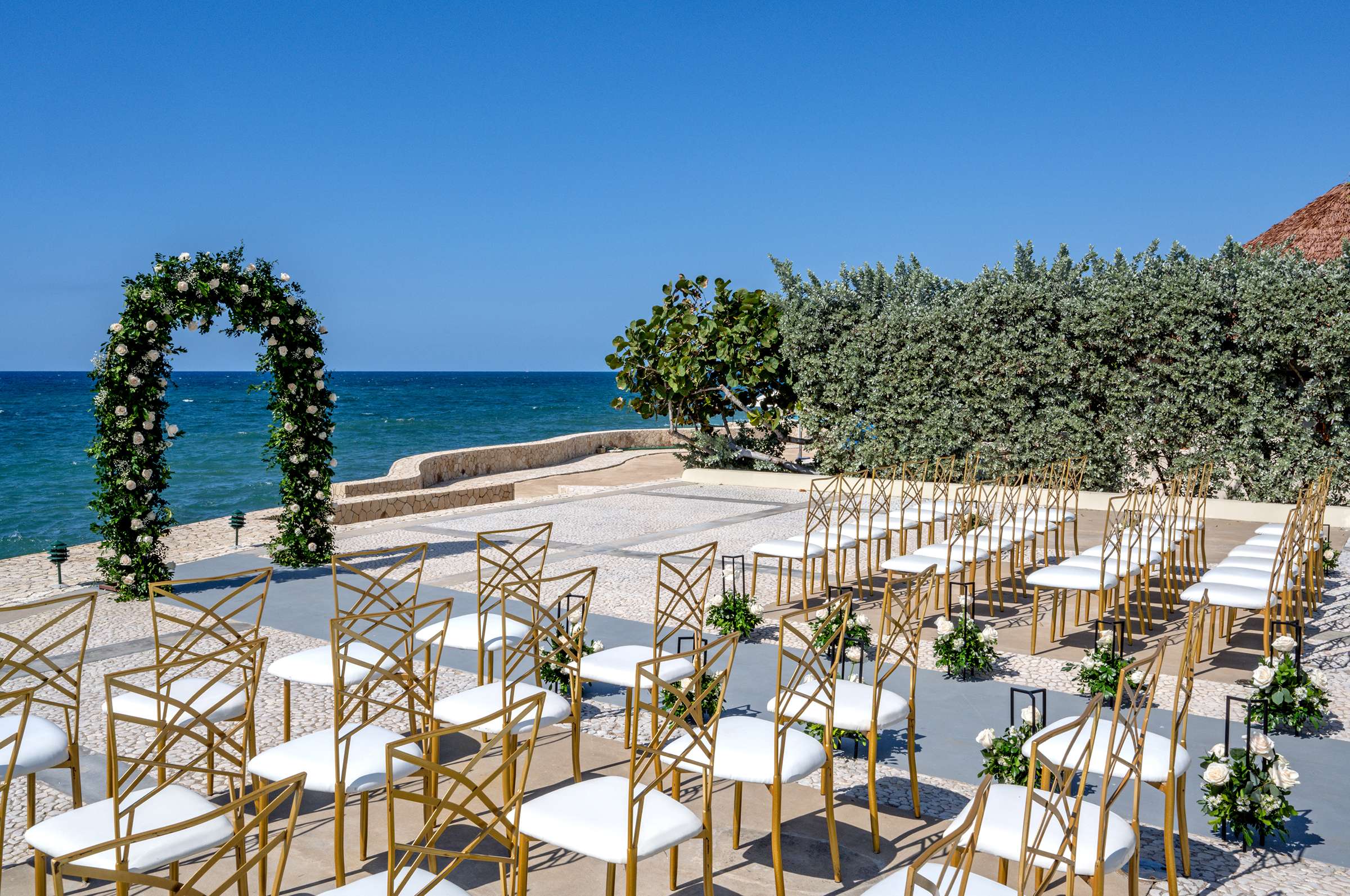 wedding ceremony on spa pavilion deck