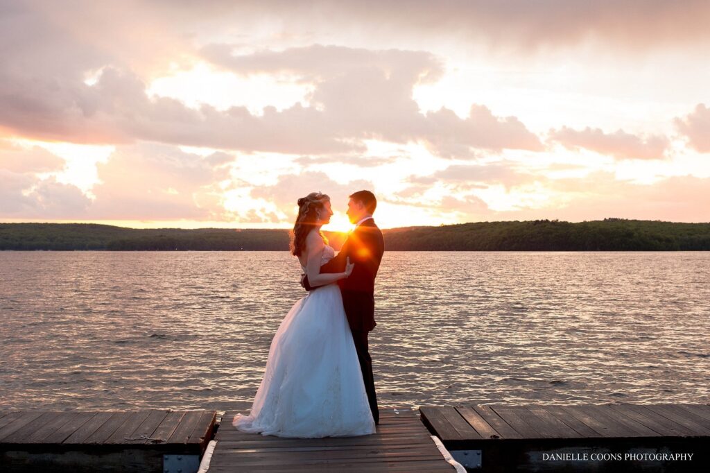 newly weds on lake