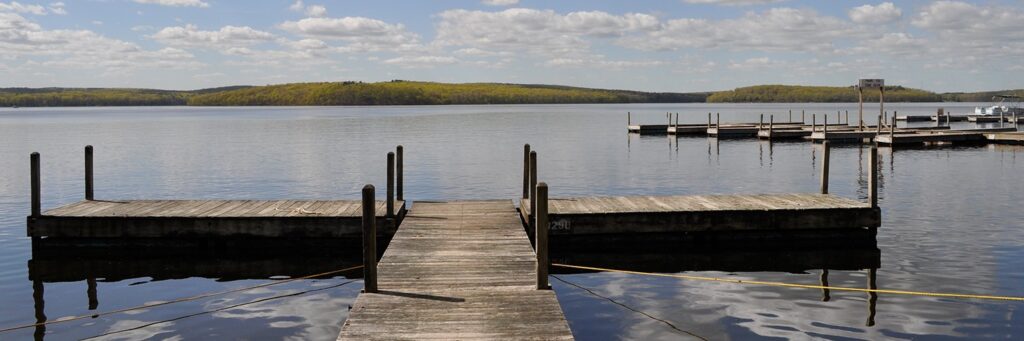 Lake Wallenpaupack from a boat dock.