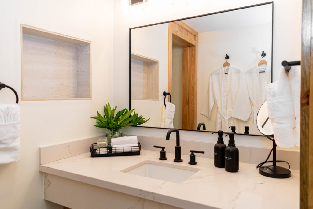 luxury waterfront bungalow interior bathroom