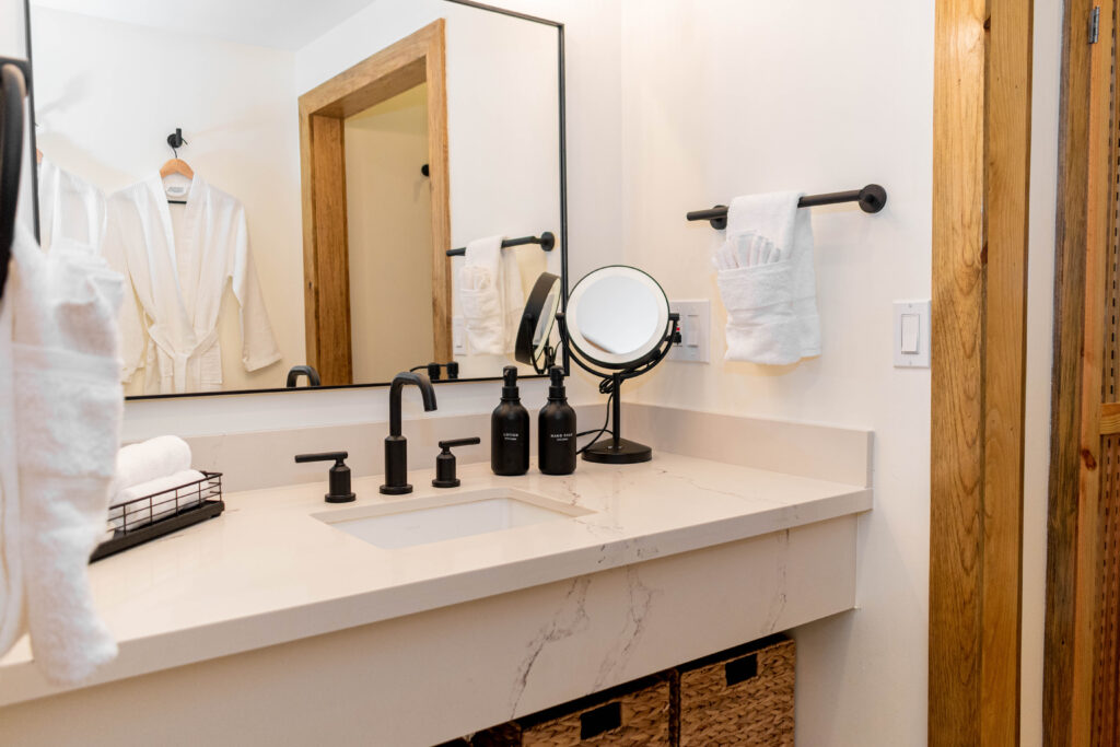 luxury waterfront bungalow interior bathroom