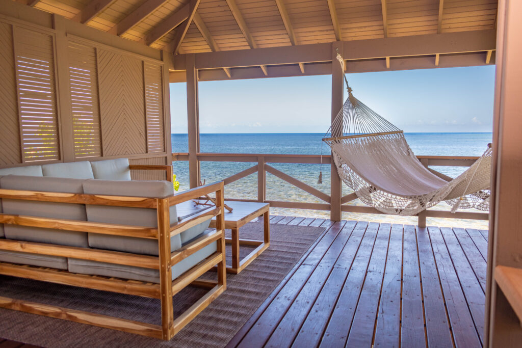 luxury waterfront bungalow exterior deck