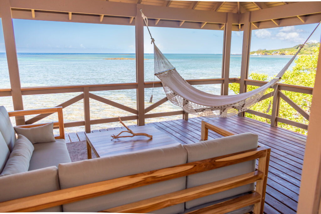 luxury waterfront bungalow exterior deck