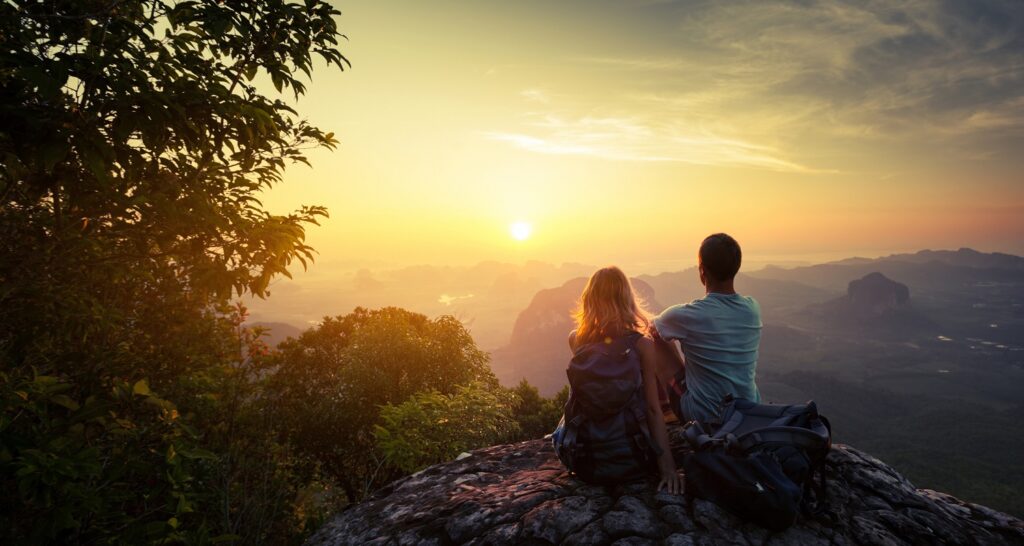 couple watch romantic sunset