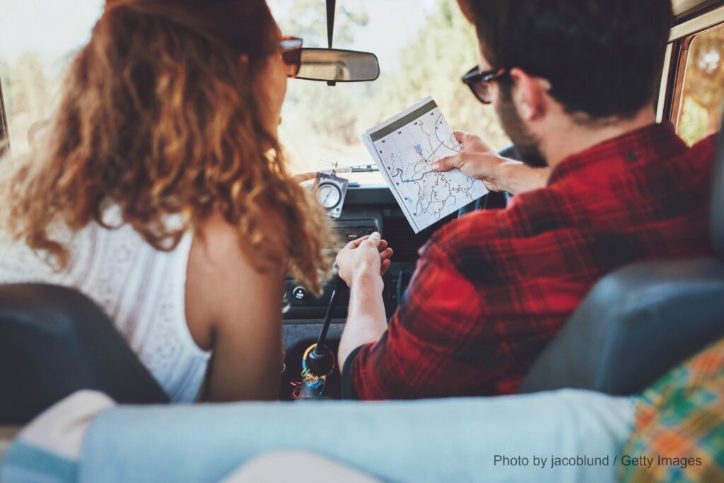 couple reading a map