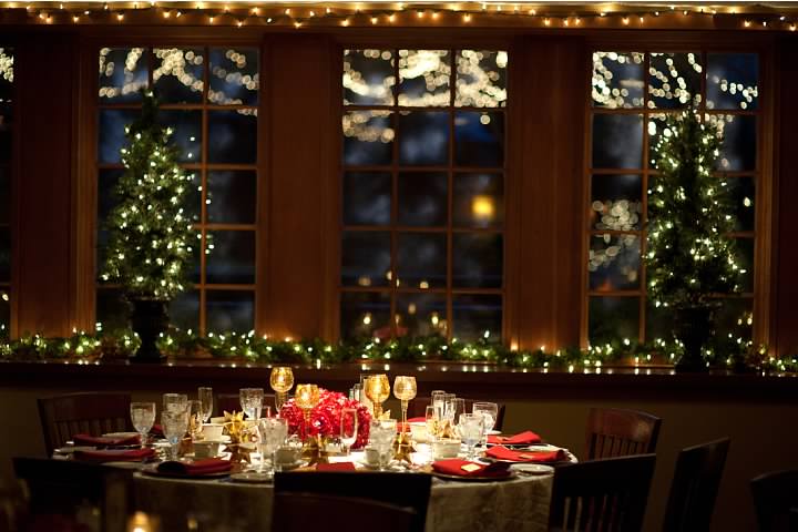 An elegant table setting at a holiday party