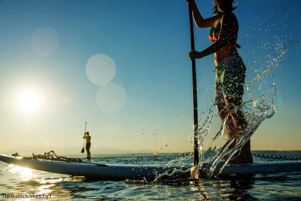 Paddleboarding with a splash