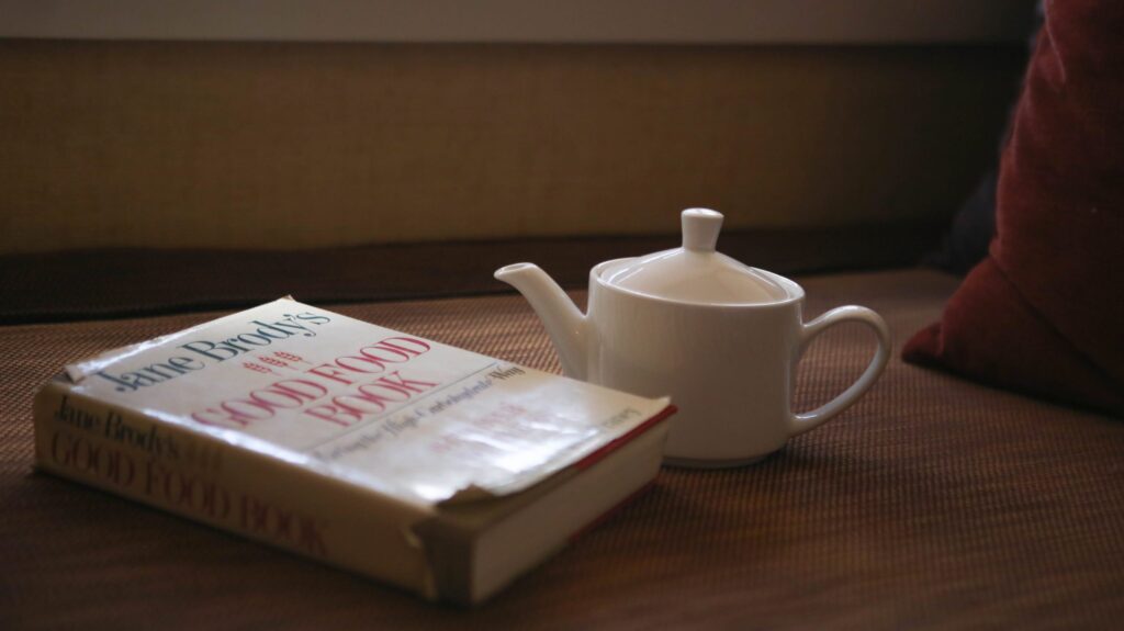 pot of tea and a book