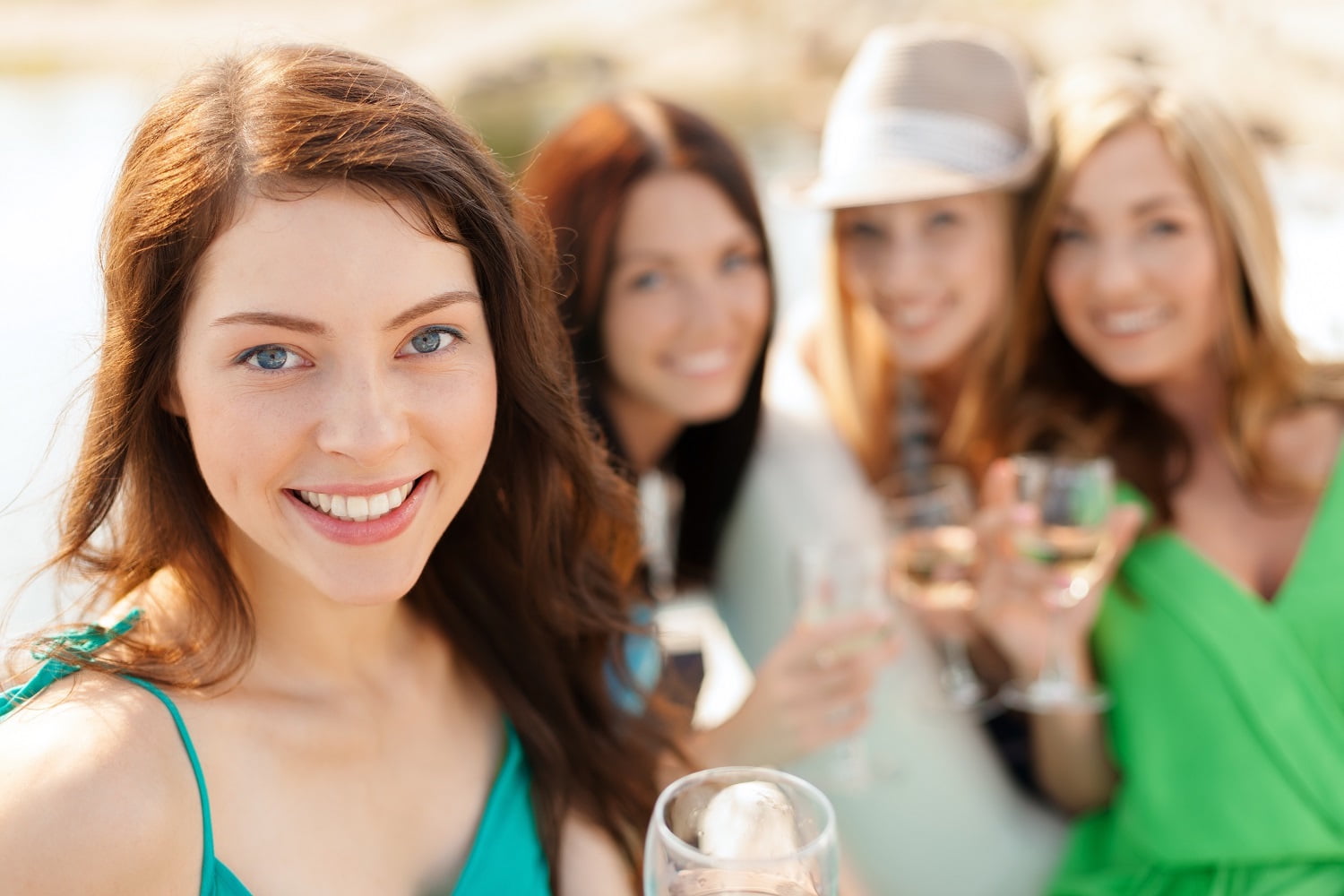 Girls drinking wine