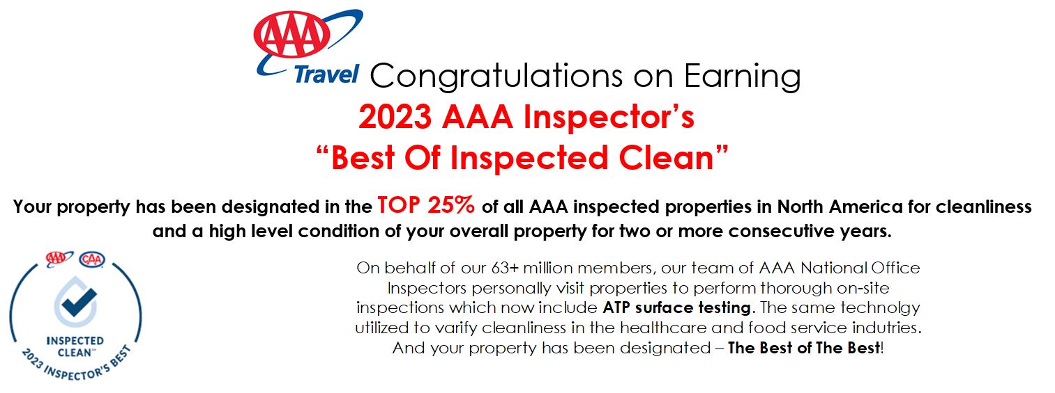 French Manor AAA Best of Inspected clean 2023 award
