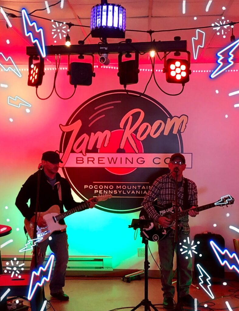 Men playing in a band at the Jam Room Brewing Company
