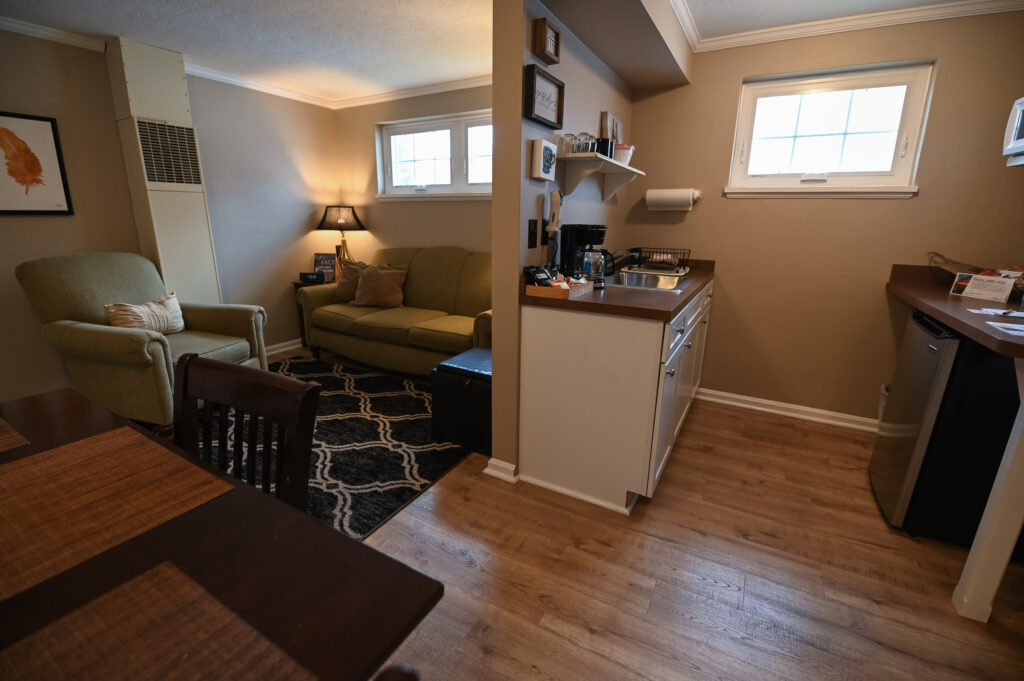 view of dining, kitchen, and living area