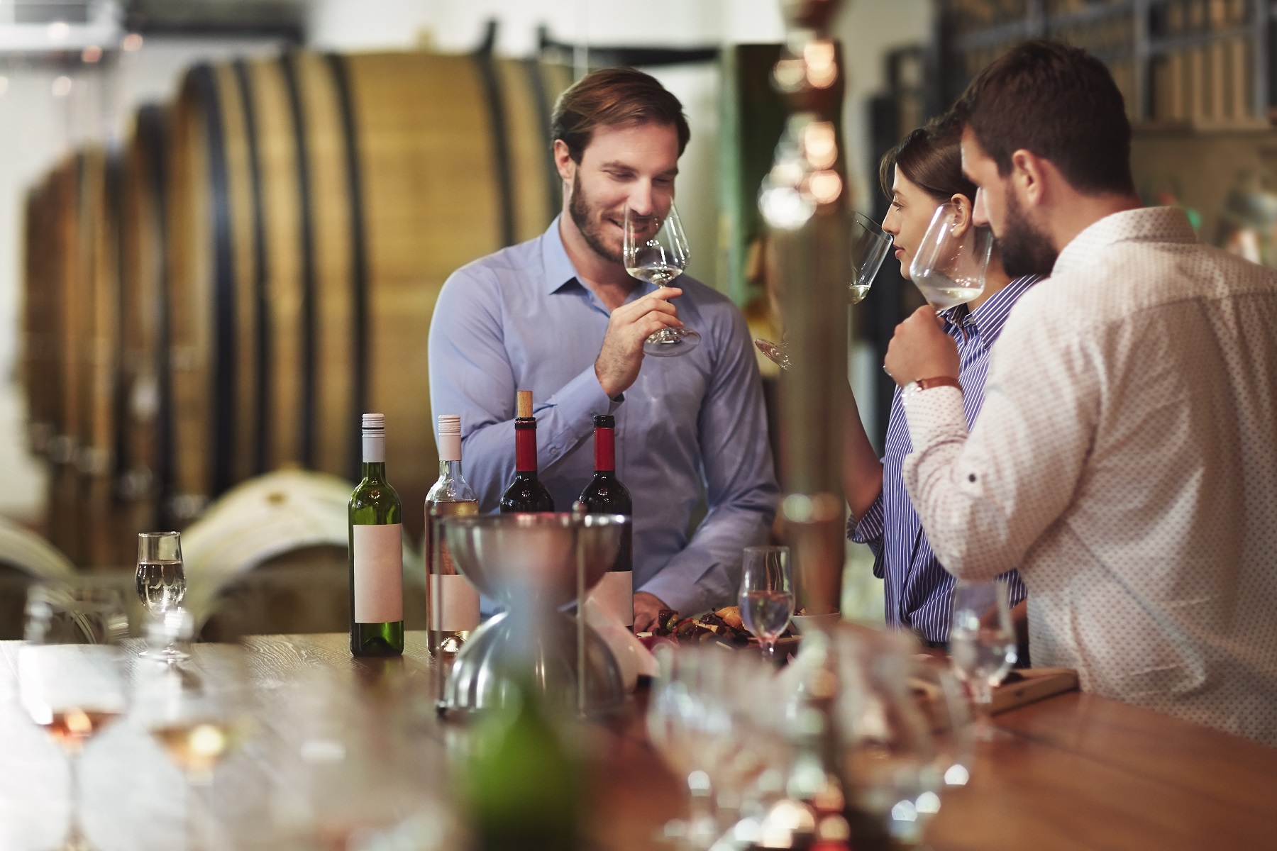 Group of people tasting wine in Ohio Wine Country