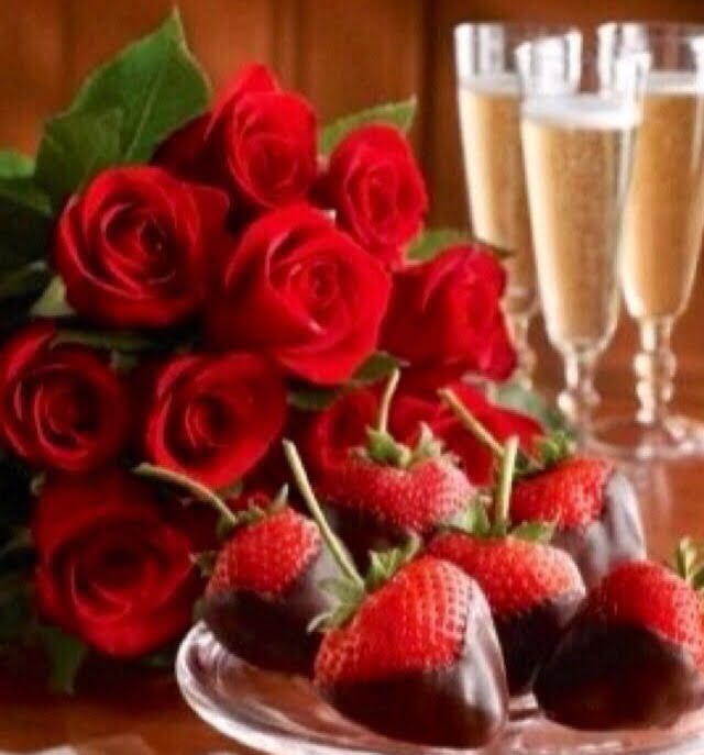 Roses and chocolate covered strawberries