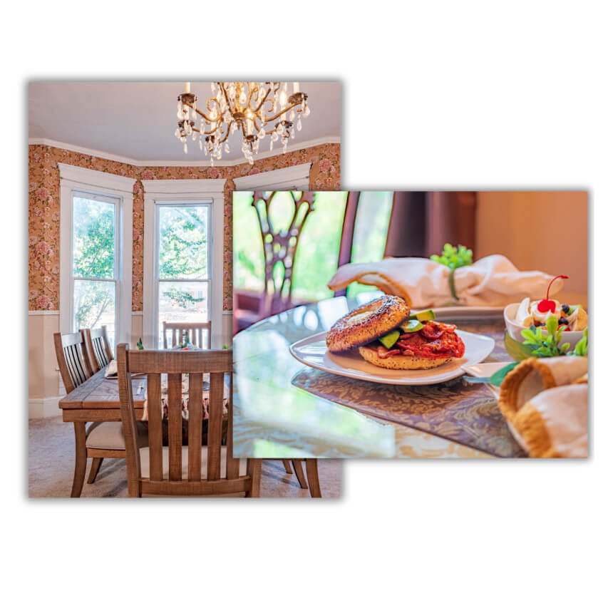 Living room and bagels.