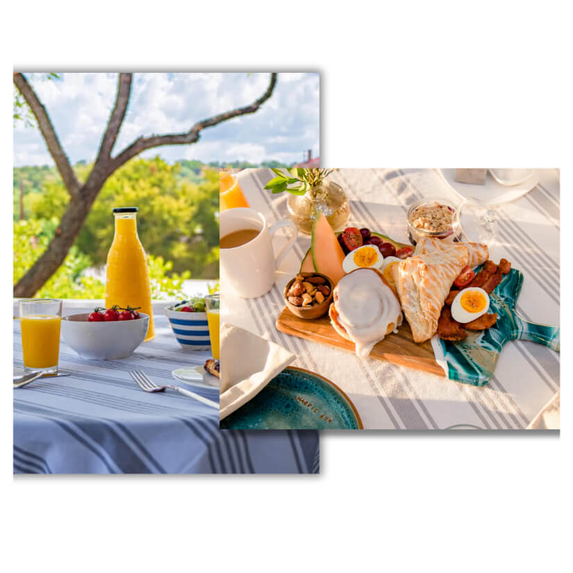 Breakfast food outside.