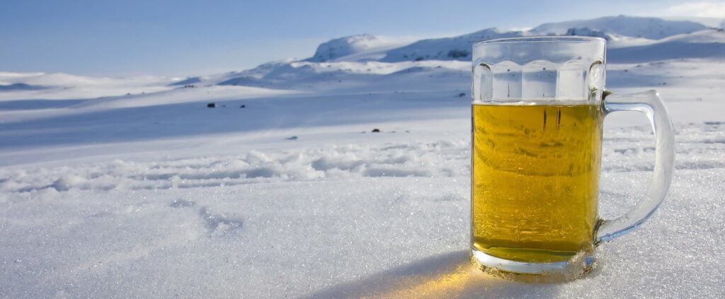 beer snowy background