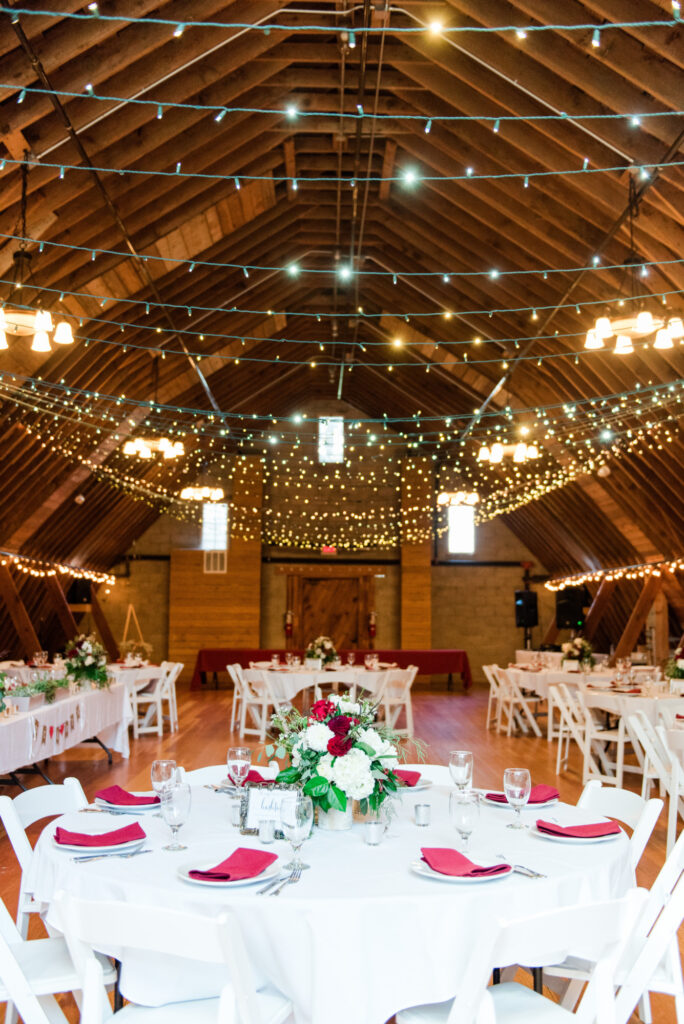 Pine River Ranch Wedding Reception in Barn