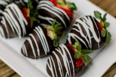 chocolate covered strawberries on tray