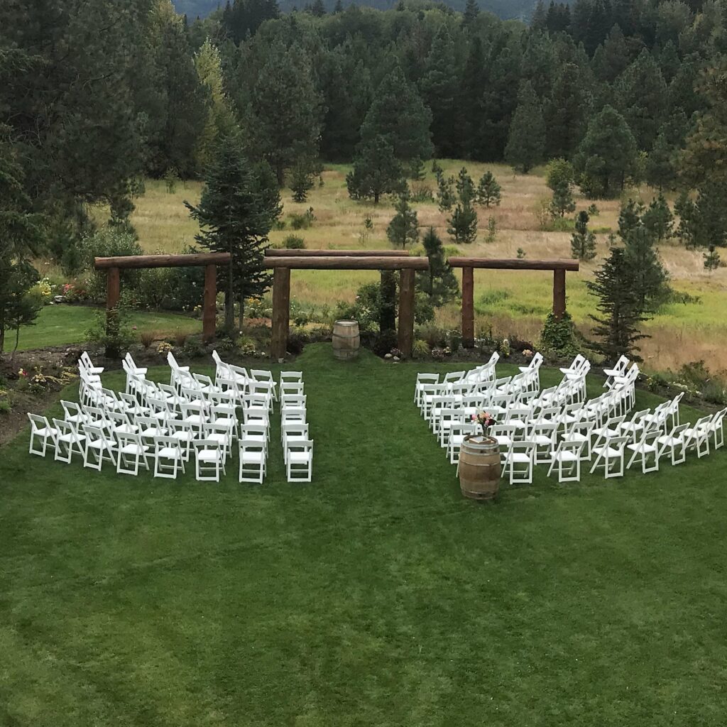 wedding ceremony outdoor chair setup at pine river ranch 