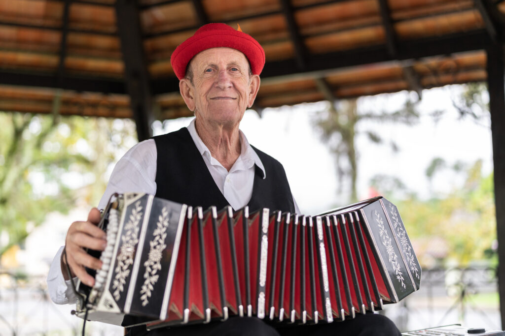 man playing accordion